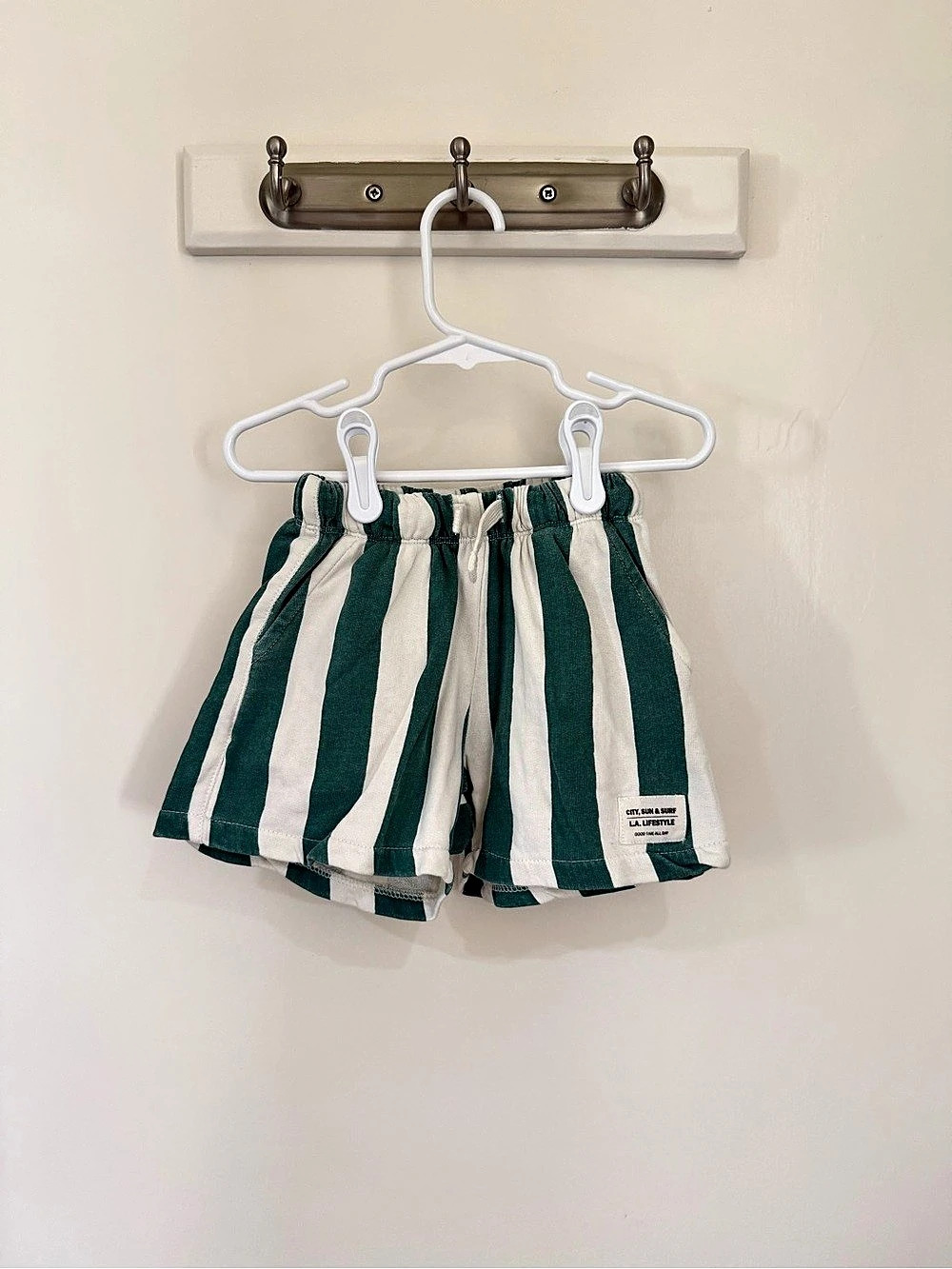 Zara HTF Green Striped Shorts 4-5 Years